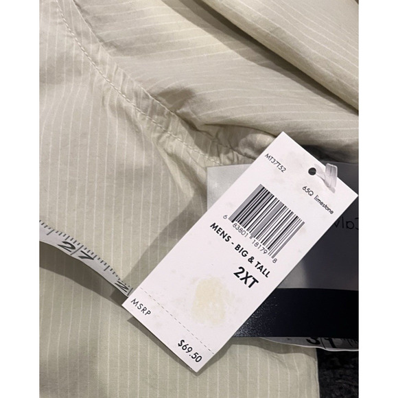 Calvin Klein Striped Non-Iron Dress Shirt Long Sleeve LimeStone 2XT NEW - Picture 5 of 7